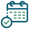 Calendar icon representing appointment scheduling.