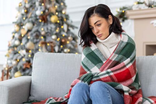 Woman feeling depressed during the holidays